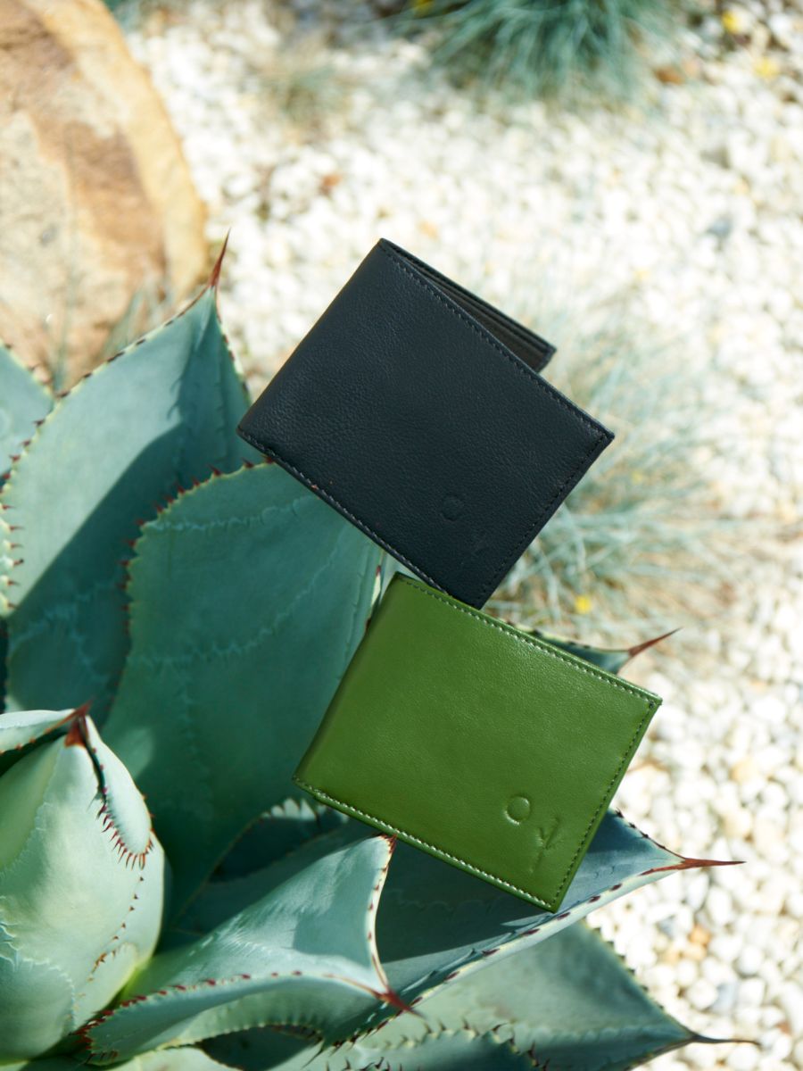 'Aztec' Flip Wallet Cactus Leather - Green  | Texcoco Collective