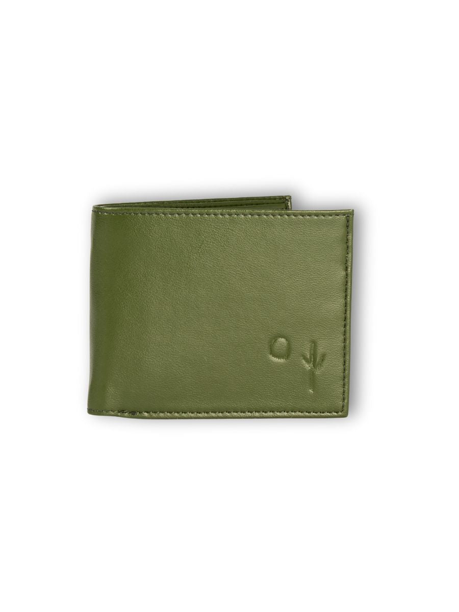 'Aztec' Flip Wallet Cactus Leather - Green  | Texcoco Collective