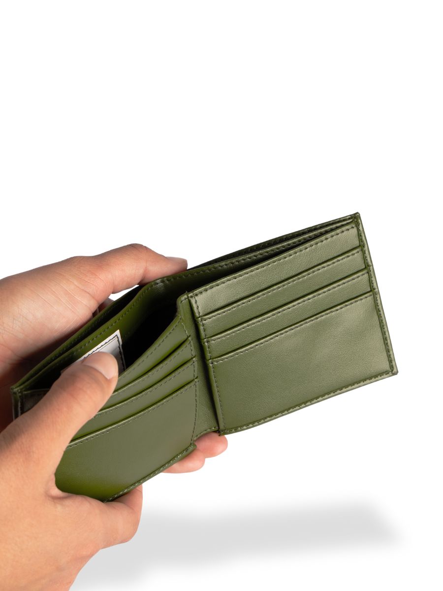 'Aztec' Flip Wallet Cactus Leather - Green  | Texcoco Collective