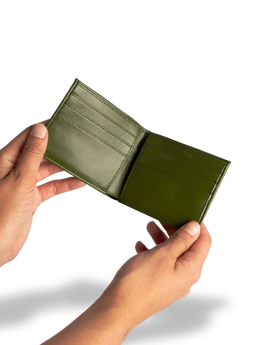 'Aztec' Flip Wallet Cactus Leather - Green  | Texcoco Collective