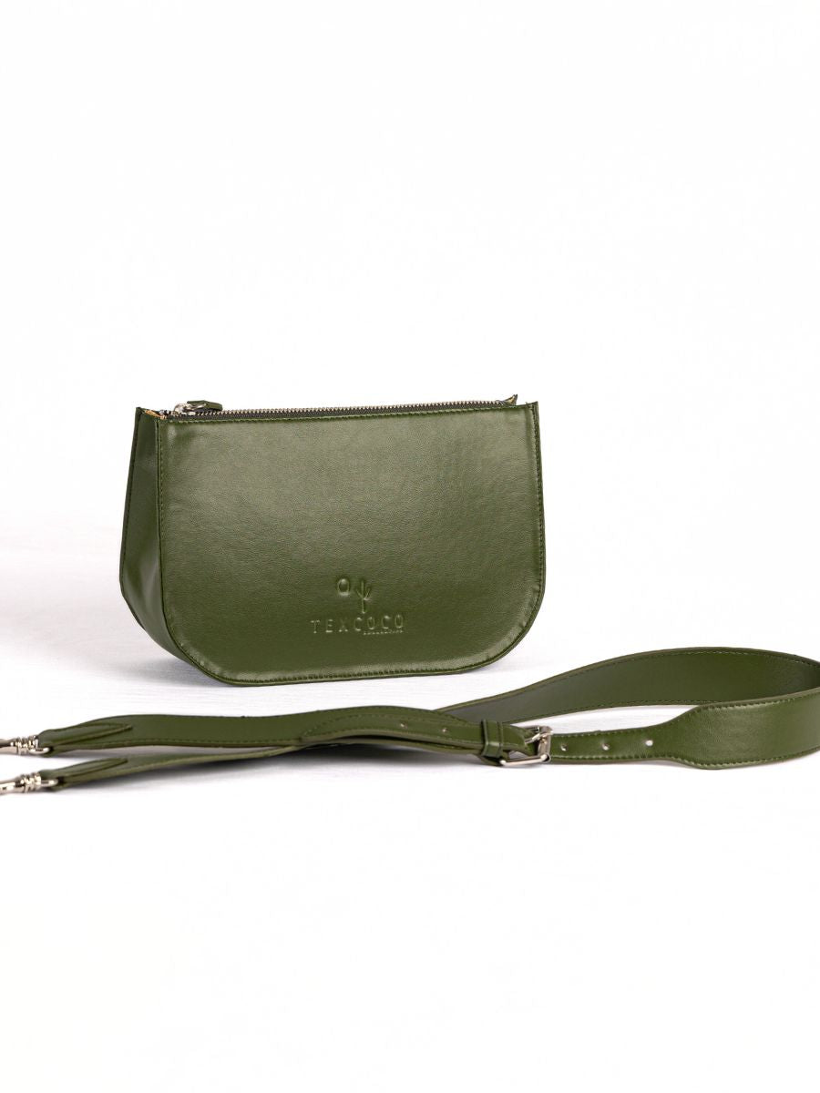 Cactus Leather 'Leon' Cross Body Bag - Green | Texcoco Collective