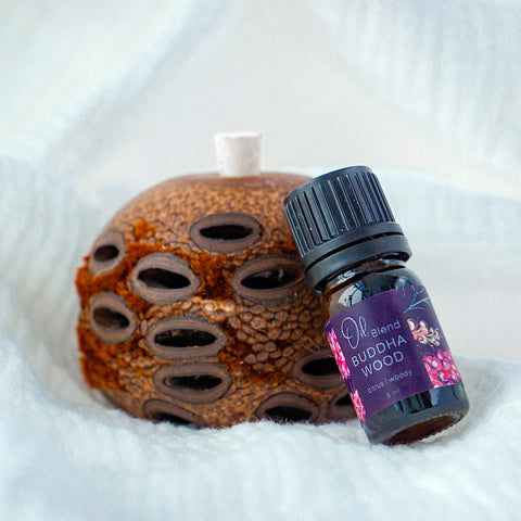 artisan handcrafted custom-blend aromatherapy essential-oil buddha-wood banksia-pod gift-pack citrus woody bergamot frankincense natural-perfumery