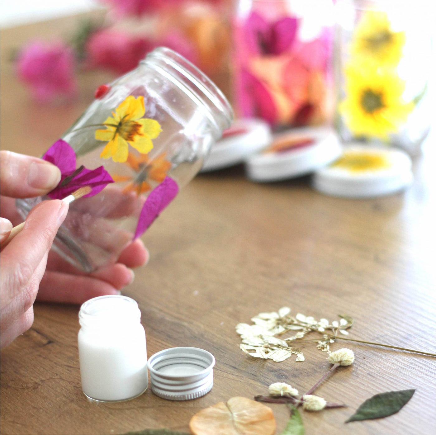 DIY Pressed Flower Jars Make A Stunning Spring Decor