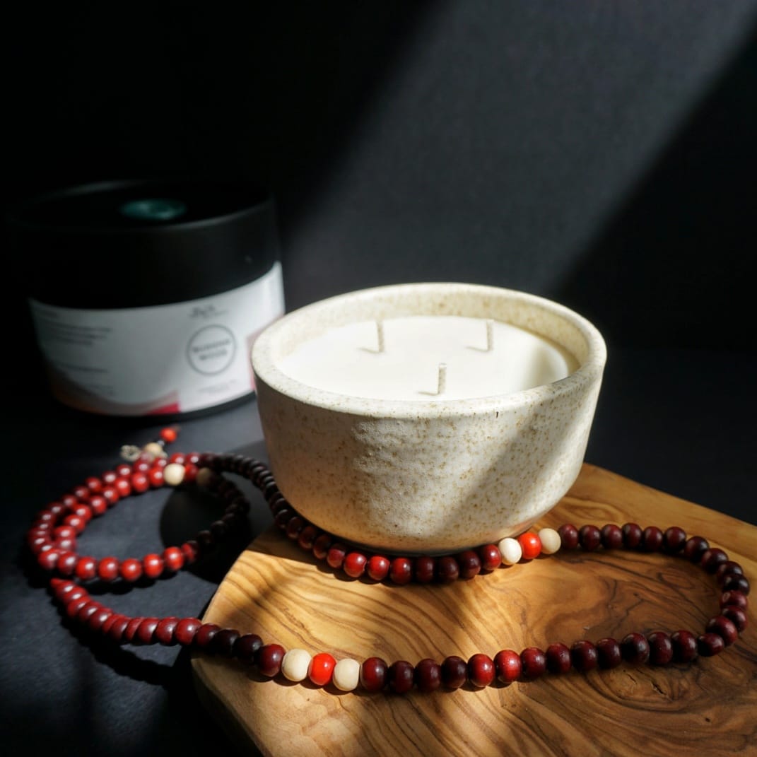 Buddha Wood Ceramic Candle