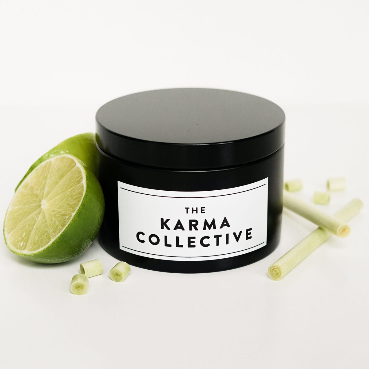 Lemongrass & Lime Scented Soy Candle Tin - Matte Black
