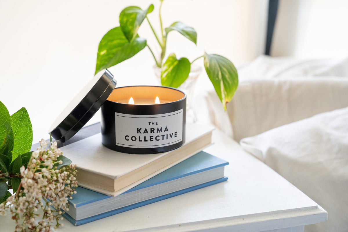 Vanilla & Caramel Scented Soy Candle Tin - Matte Black