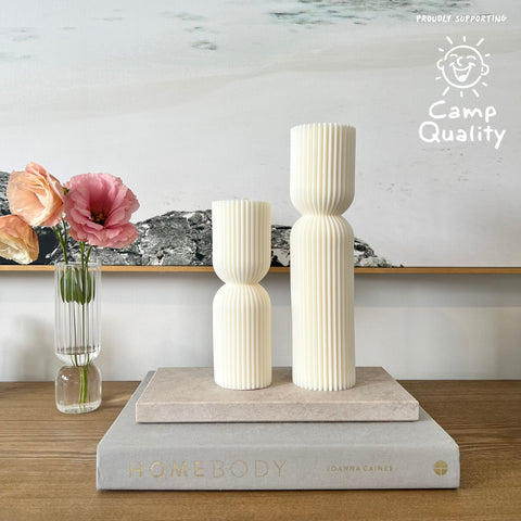 Topus Concrete™ Quartz Rectangle Candle Tray + Candle Set