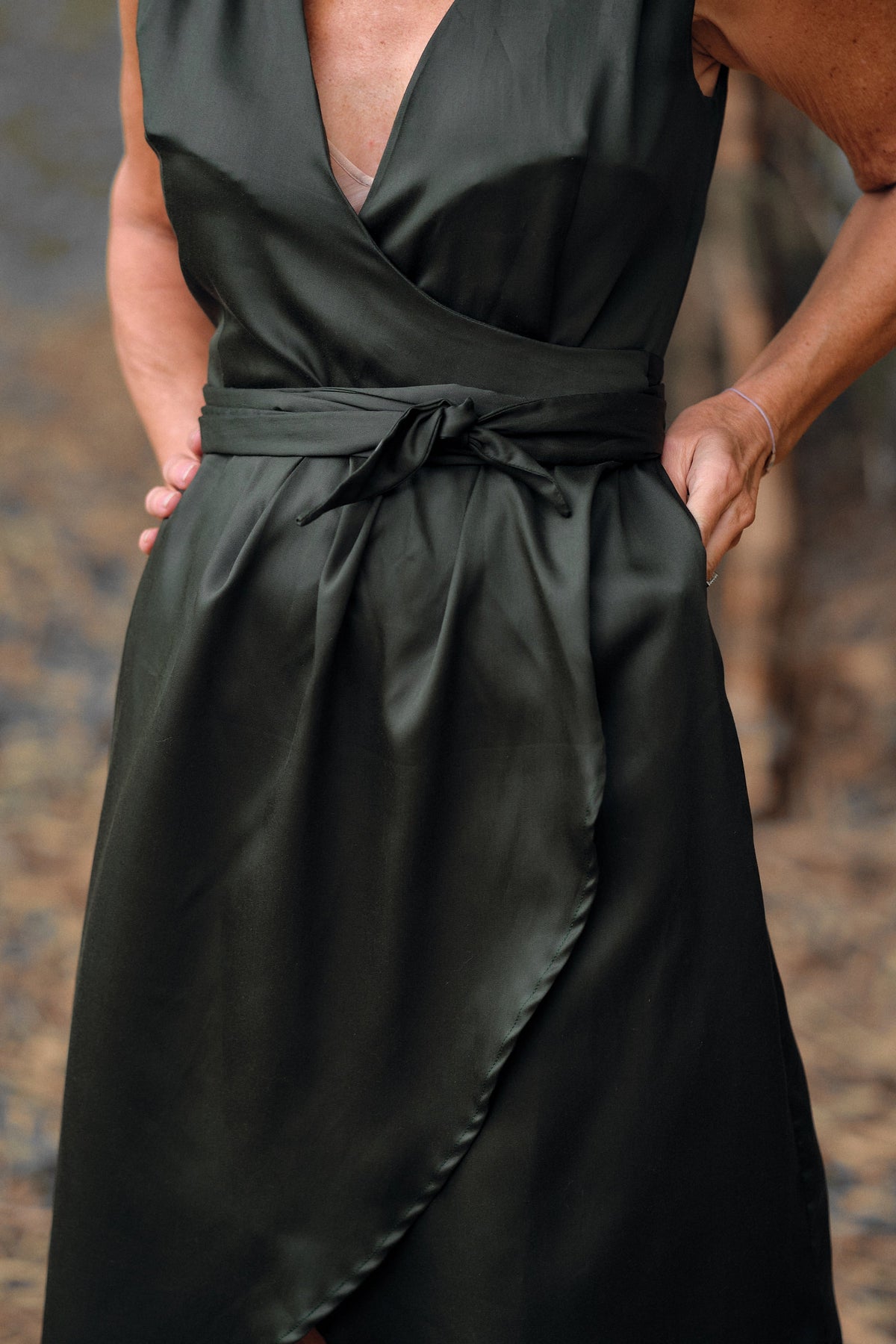 Soma Midi Wrap Dress - Forest Green (Tencel)