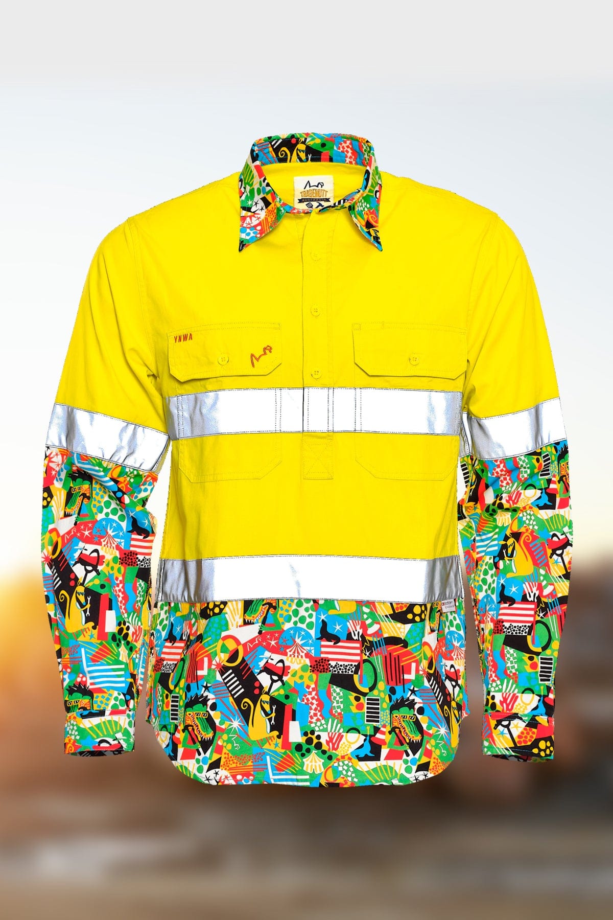 Mens-The-Ringmaster-Yellow-Day-Night-HiVis-Workshirt-TradeMutt-Workshirts-Front